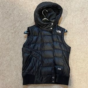 The North Face Black hooded puffer vest